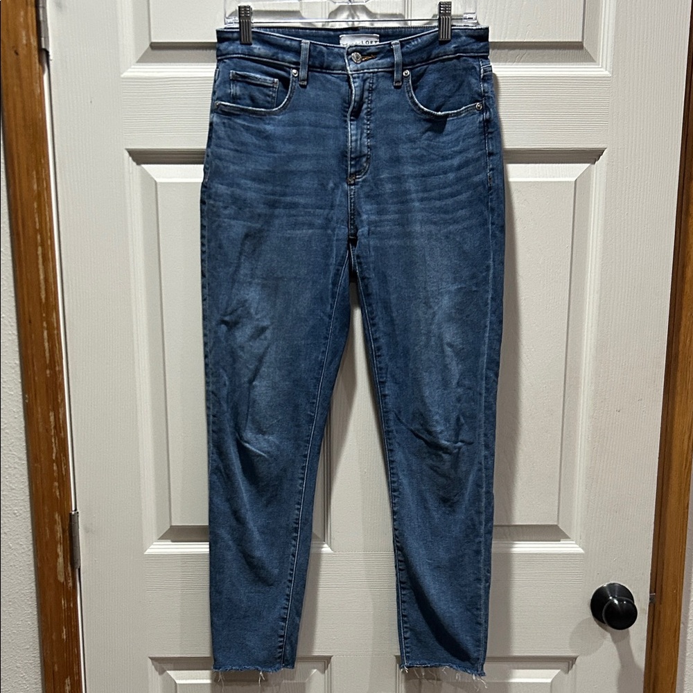 LOFT Curvy Mid-rise Jeans with Frayed Hem